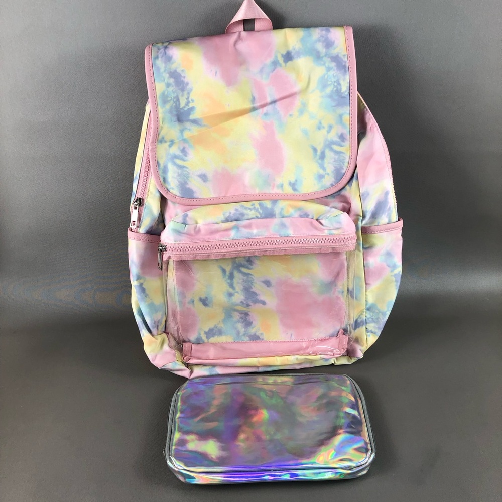 No Boundaries Tie-Dye Backpack with Holographic Pouch
